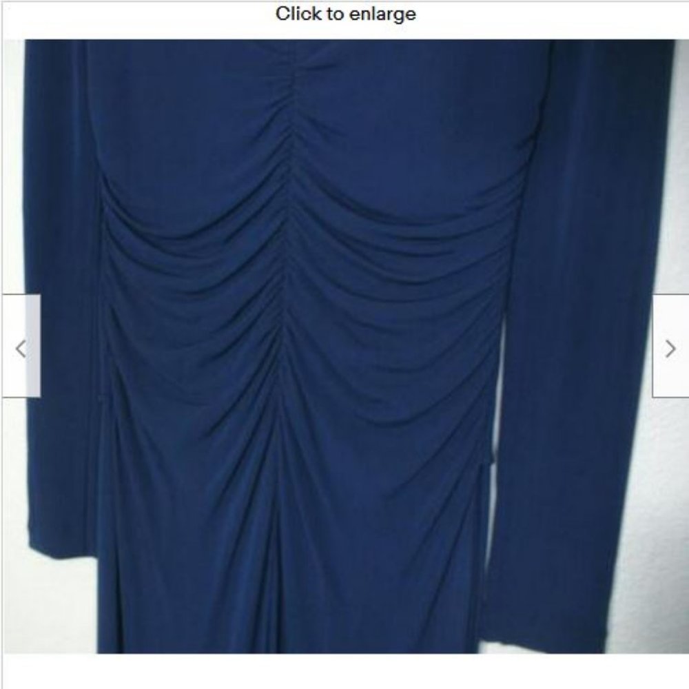 NWT St. John Ruched Matte Jersey V-Neck Gown Sapphire Dress 6 DAMAGE - Picture 6 of 12
